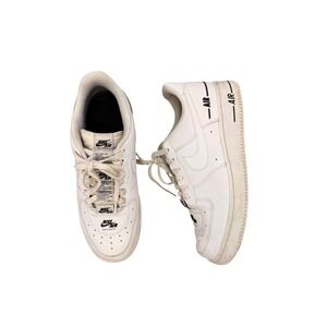 Nike Air Force 1 Low White Black Logo Tape CJ1379-100 Mens Size 8